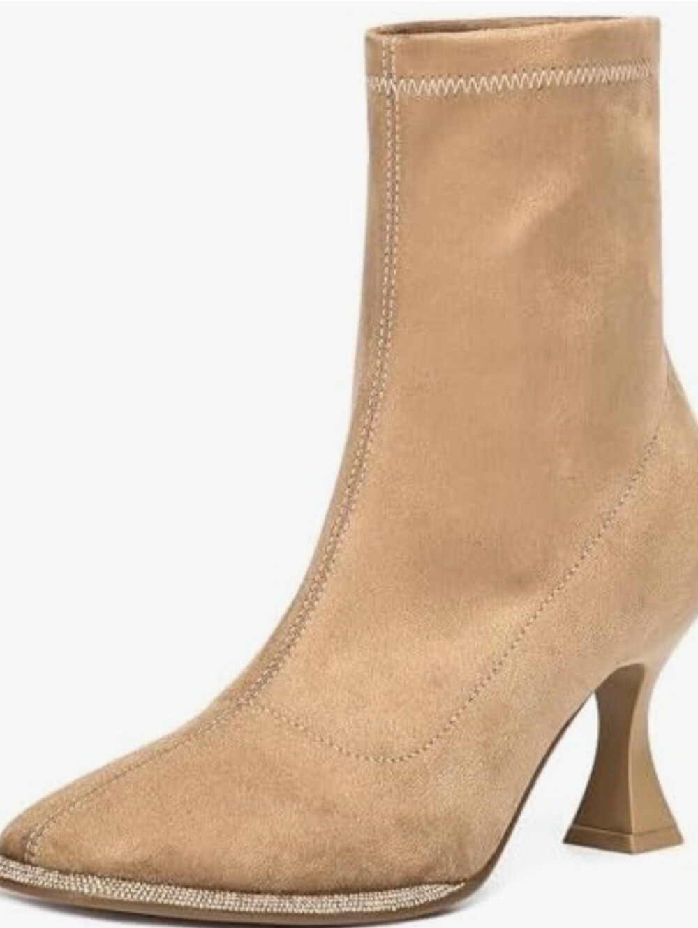 Newbella Minimalist Faux Suede Square Toe Ankle Booties